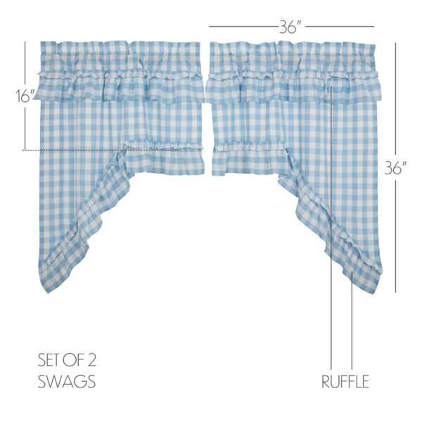 VHC-69914 - Annie Buffalo Blue Check Ruffled Swag Set of 2 36x36x16
