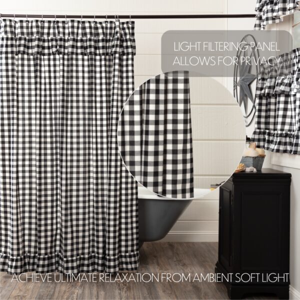 VHC-51114 - Annie Buffalo Black Check Ruffled Shower Curtain 72x72