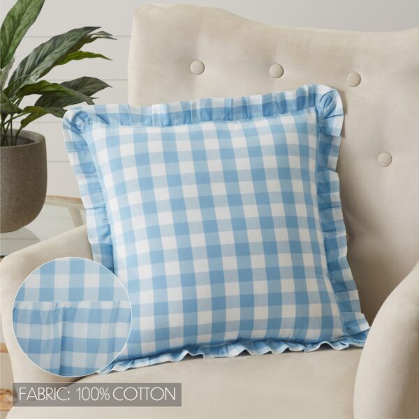 VHC-69895 - Annie Buffalo Blue Check Ruffled Fabric Pillow 18x18