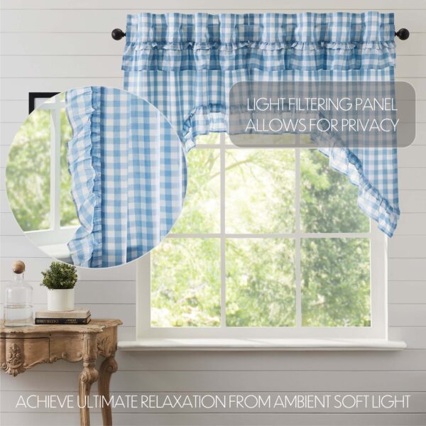 VHC-69914 - Annie Buffalo Blue Check Ruffled Swag Set of 2 36x36x16