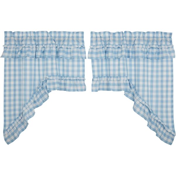 Annie Buffalo Blue Check Ruffled Swag Set of 2 36x36x16 - Image 8