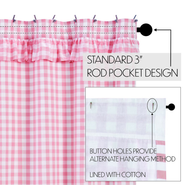 VHC-83370 - Annie Buffalo Coral Check Ruffled Shower Curtain 72x72