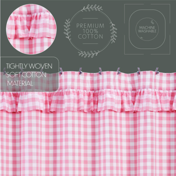 VHC-83370 - Annie Buffalo Coral Check Ruffled Shower Curtain 72x72