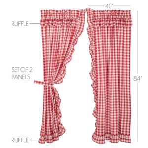 VHC-51117 - Annie Buffalo Red Check Ruffled Panel Set of 2 84x40