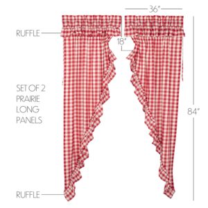 VHC-51119 - Annie Buffalo Red Check Ruffled Prairie Long Panel Set of 2 84x36x18