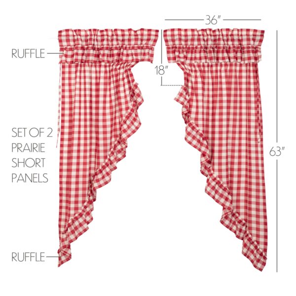 VHC-51120 - Annie Buffalo Red Check Ruffled Prairie Short Panel Set of 2 63x36x18