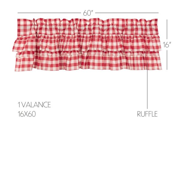 VHC-51774 - Annie Buffalo Red Check Ruffled Valance 16x60