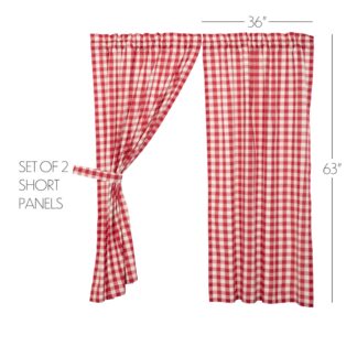 Farmhouse Annie Buffalo Red Check Short Panel Set of 2 63x36 by April & Olive