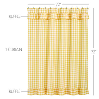 Farmhouse Annie Buffalo Yellow Check Ruffled Shower Curtain 72x72 by April & Olive