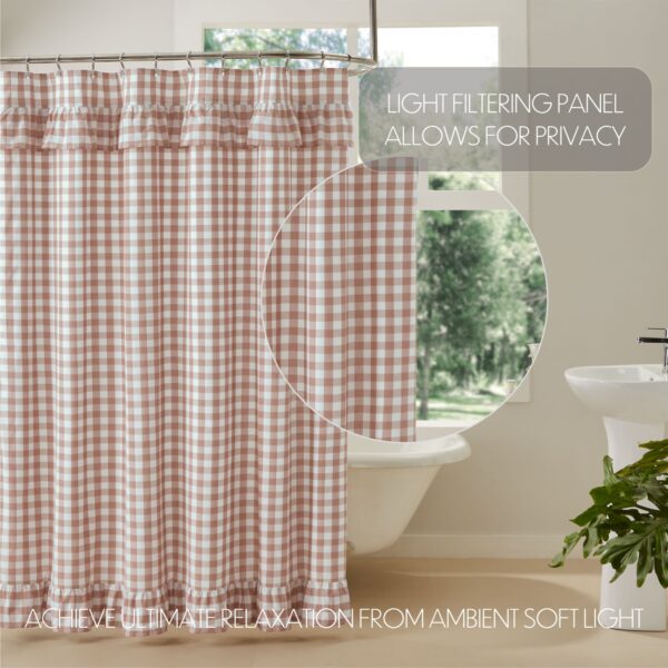 VHC-69950 - Annie Buffalo Portabella Check Ruffled Shower Curtain 72x72