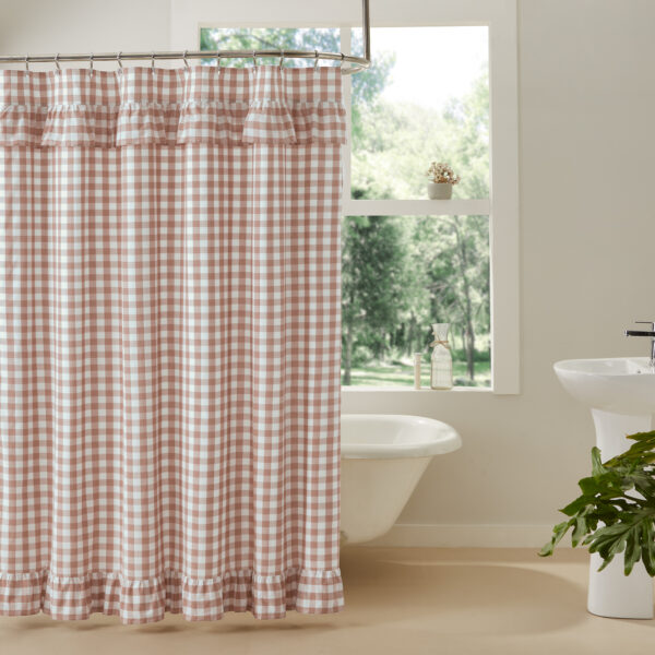 Annie Buffalo Portabella Check Ruffled Shower Curtain 72x72 - Image 6