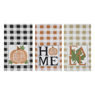 Farmhouse Annie Check Multicolor Harvest Tea Towel Set of 3 by Seasons Crest