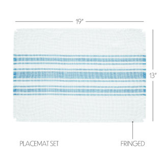 Farmhouse Antique White Stripe Blue Indoor/Outdoor Placemat Set of 6 13x19 by April & Olive