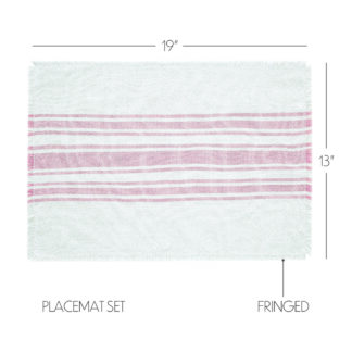 Farmhouse Antique White Stripe Coral Indoor/Outdoor Placemat Set of 6 13x19 by April & Olive
