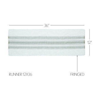Farmhouse Antique White Stripe Dove Grey Indoor/Outdoor Runner 12x36 by April & Olive