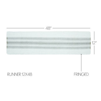 Farmhouse Antique White Stripe Dove Grey Indoor/Outdoor Runner 12x48 by April & Olive