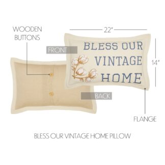 Farmhouse Ashmont Bless Our Vintage Home Pillow 14x22 by April & Olive