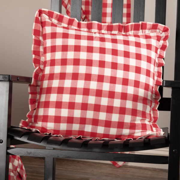 VHC-51116 - Annie Buffalo Red Check Ruffled Fabric Pillow 18x18