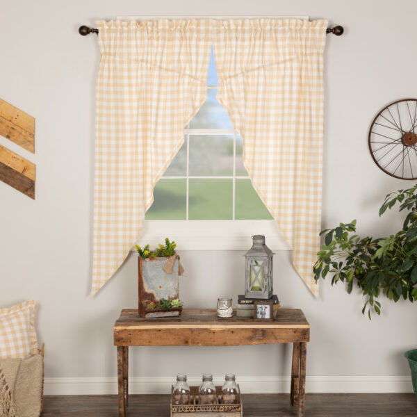 VHC-40465 - Annie Buffalo Tan Check Prairie Curtain Set of 2 63x36x18