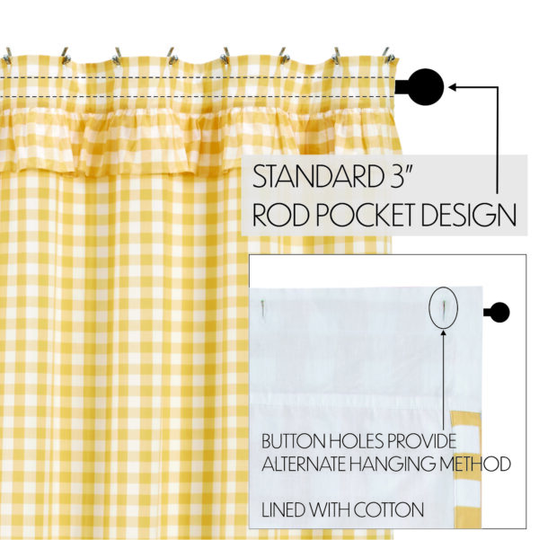 VHC-83376 - Annie Buffalo Yellow Check Ruffled Shower Curtain 72x72