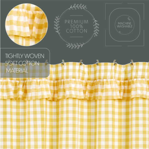 VHC-83376 - Annie Buffalo Yellow Check Ruffled Shower Curtain 72x72
