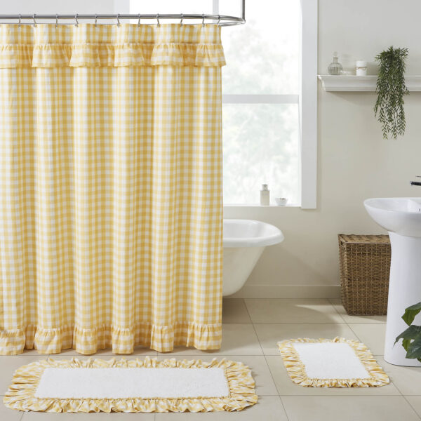 VHC-83376 - Annie Buffalo Yellow Check Ruffled Shower Curtain 72x72