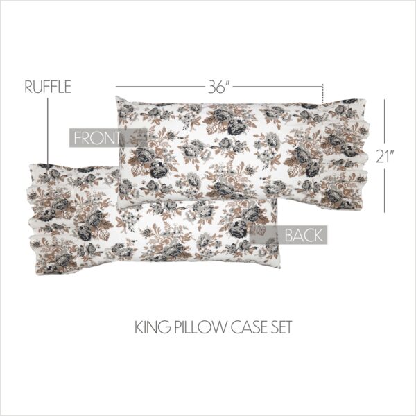 VHC-70017 - Annie Portabella Floral Ruffled King Pillow Case Set of 2 21x36+8