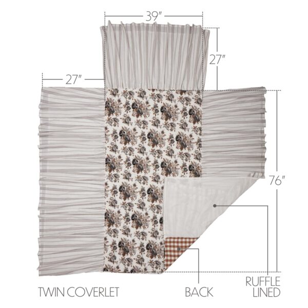 Annie Portabella Floral Ruffled Twin Coverlet 76x39+27 - Image 7