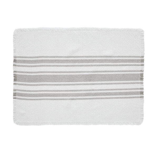 VHC-83461 - Antique White Stripe Dove Grey Indoor/Outdoor Placemat Set of 6 13x19