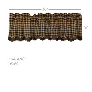 VHC-51137 - Black Check Scalloped Layered Valance 16x60