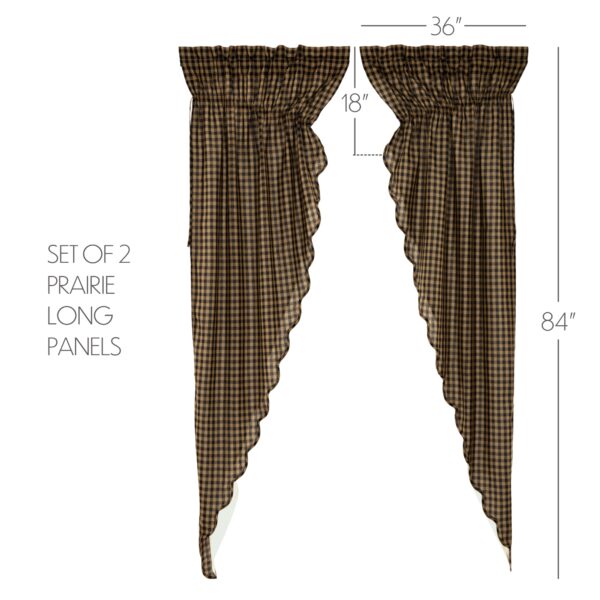 VHC-51134 - Black Check Scalloped Prairie Long Panel Set of 2 84x36x18