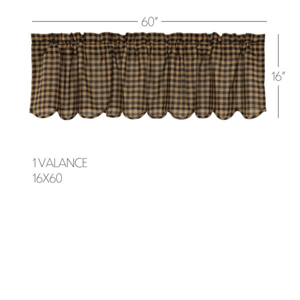 VHC-51136 - Black Check Scalloped Valance 16x60