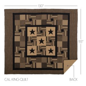 VHC-45576 - Black Check Star California King Quilt 130Wx115L