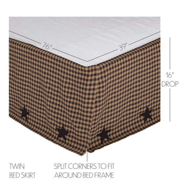 VHC-45583 - Black Check Star Twin Bed Skirt 39x76x16