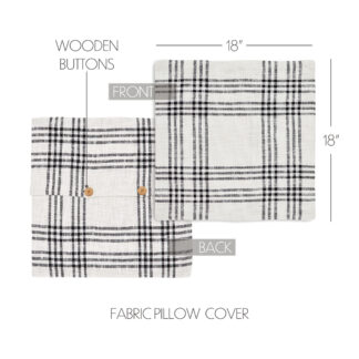 Farmhouse Black Plaid Fabric Pillow Cover 18x18 by April & Olive