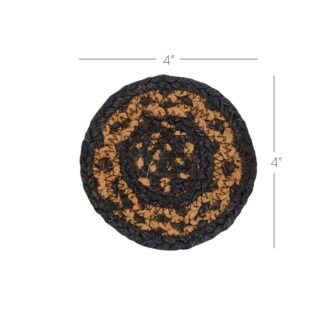 Primitive Black & Tan Jute Coaster Set of 6 by Mayflower Market