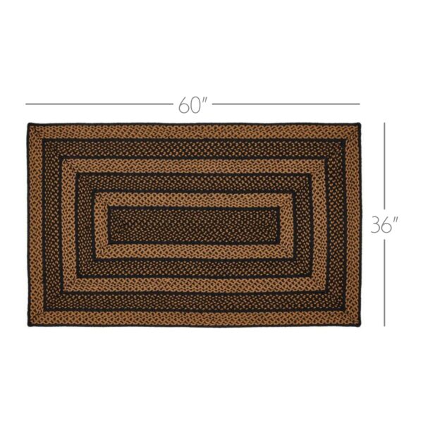 VHC-81326 - Black & Tan Jute Rug Rect w/ Pad 36x60