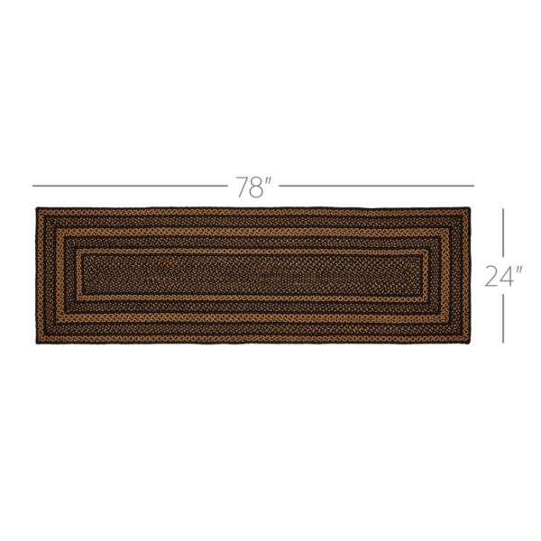 VHC-81324 - Black & Tan Jute Rug/Runner Rect w/ Pad 24x78