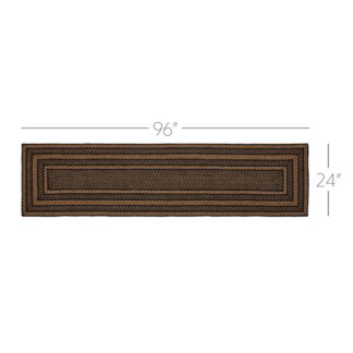 Primitive Black & Tan Jute Rug/Runner Rect w/ Pad 24x96 by Mayflower Market