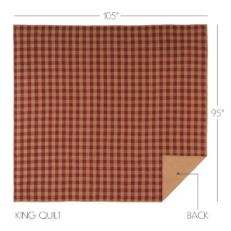 Primitive Burgundy Check King Quilt Coverlet 105Wx95L by Mayflower Market