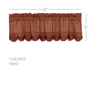 VHC-51151 - Burgundy Check Scalloped Layered Valance 16x60
