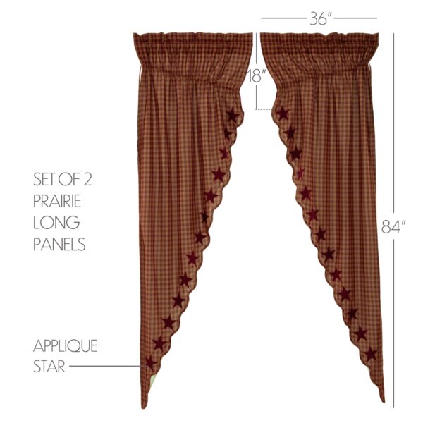 VHC-51152 - Burgundy Star Scalloped Prairie Long Panel Set of 2 84x36x18