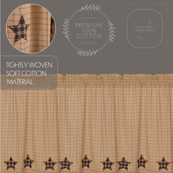 VHC-5929 - Bingham Star Prairie Curtain Applique Set of 2 63x36x18