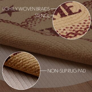 Primitive Burgundy Tan Jute Rug Oval Welcome w/ Pad 20x30 by Mayflower Market