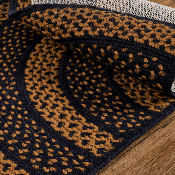 VHC-81323 - Black & Tan Jute Rug Half Circle w/ Pad 16.5x33
