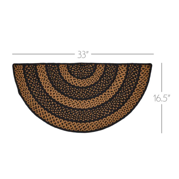 VHC-81323 - Black & Tan Jute Rug Half Circle w/ Pad 16.5x33