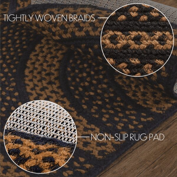 VHC-81323 - Black & Tan Jute Rug Half Circle w/ Pad 16.5x33