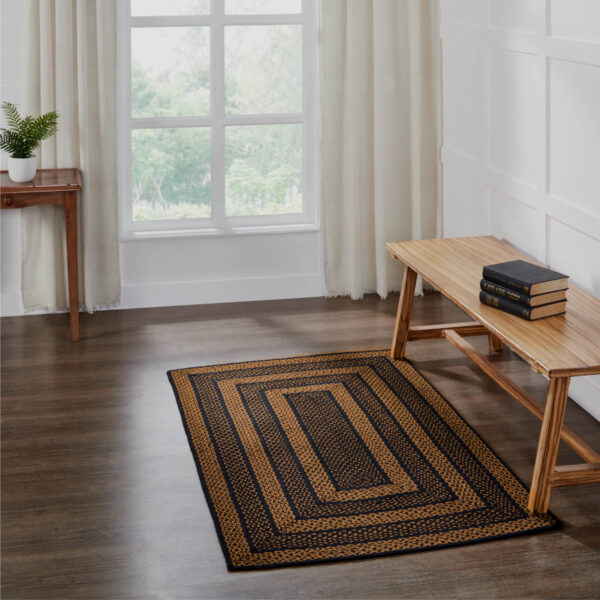 VHC-81326 - Black & Tan Jute Rug Rect w/ Pad 36x60