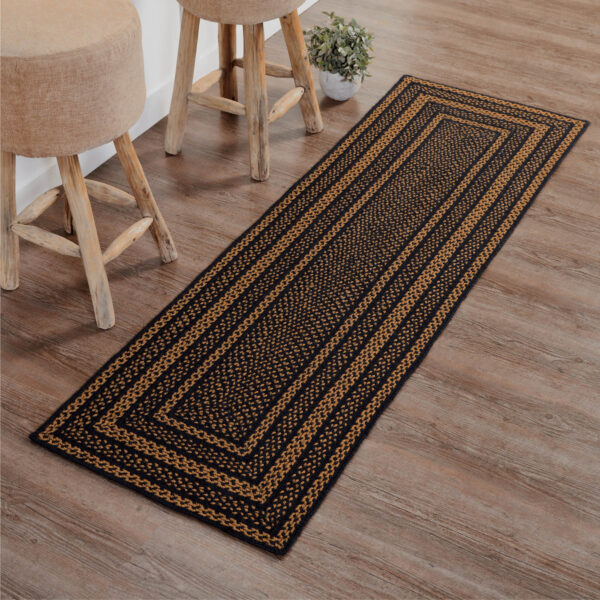 VHC-81324 - Black & Tan Jute Rug/Runner Rect w/ Pad 24x78