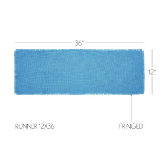 Farmhouse Burlap Blue Runner Fringed 12x36 by April & Olive